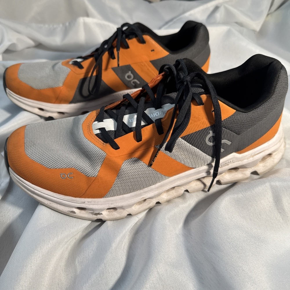 On Running Cloudrunner mens running shoes orange/gray Sz 12 - Picture 3 of 8